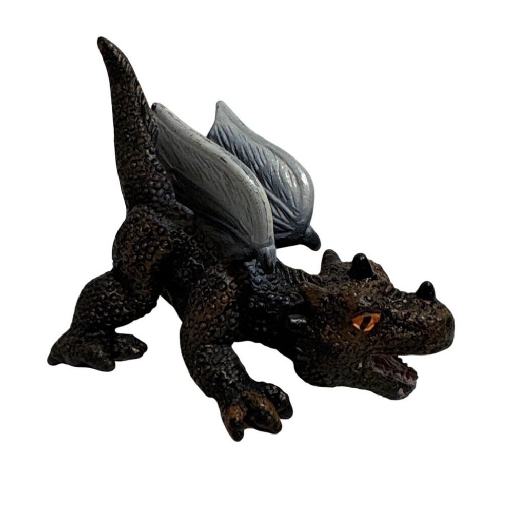 Black & Gray Winged Dragon Figurine 2003 CHH 32 Baby Dragon 2.5"L Fantasy Toy